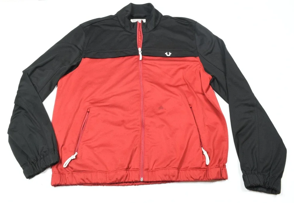 True Religion World Tour Track Jacket Mens 2XL Red Black Long Sleeve Full-Zip